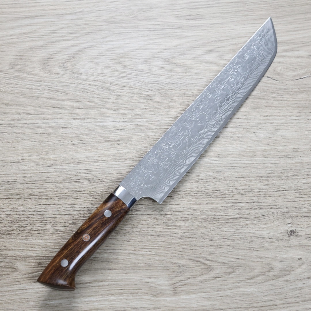 佐治武士 寬版先丸筋引 240mm SG2鋼 鑽石大馬士革