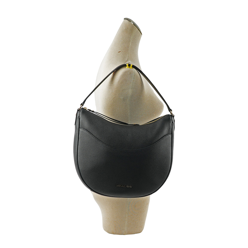 【Michael Kors】Dover 金字荔枝皮革半月形大款肩背包(黑色) 35R4G4DL9L BLACK
