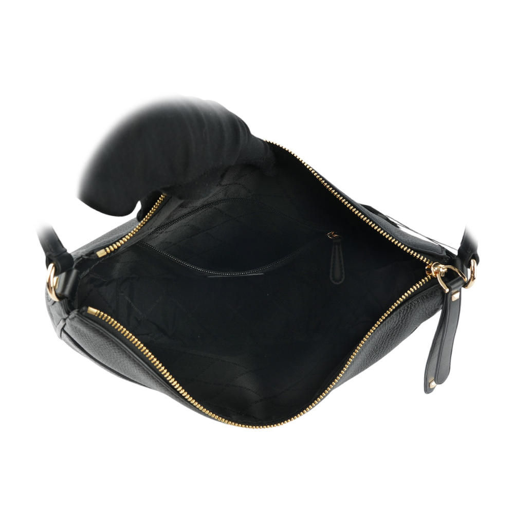 【Michael Kors】Dover 金字荔枝皮革半月形大款肩背包(黑色) 35R4G4DL9L BLACK