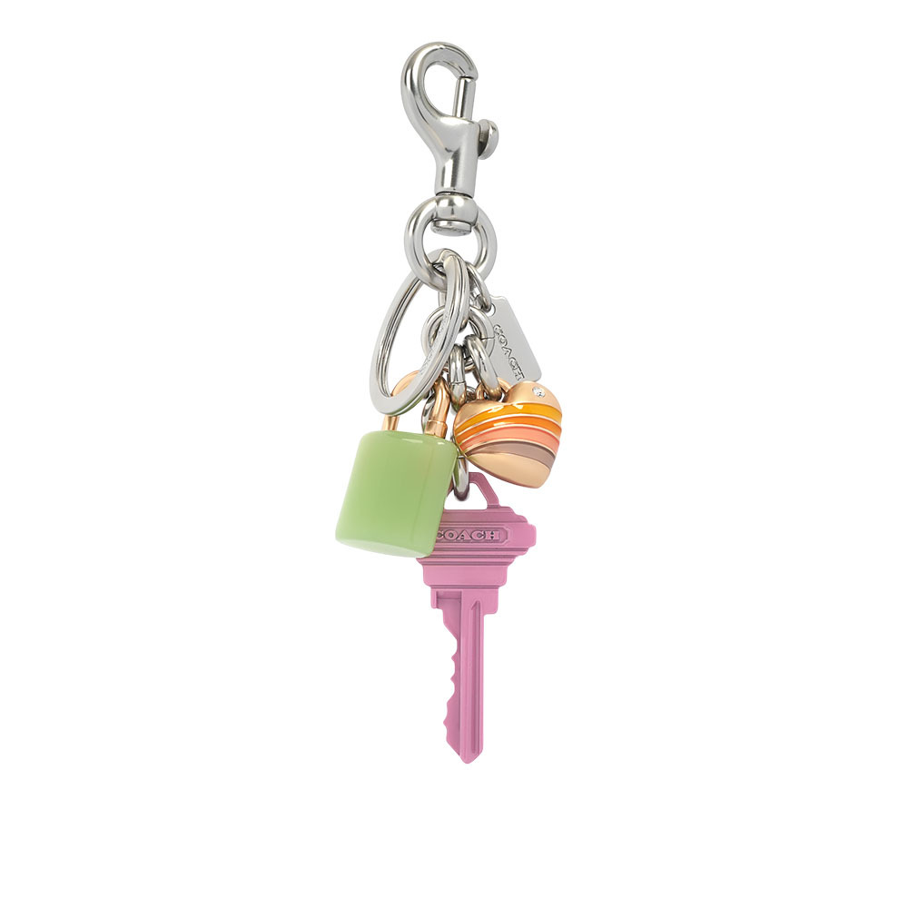 【COACH】鎖匙與愛心墜飾吊飾/鑰匙圈(粉紫色/綠色/金色) CP891 SVPMC