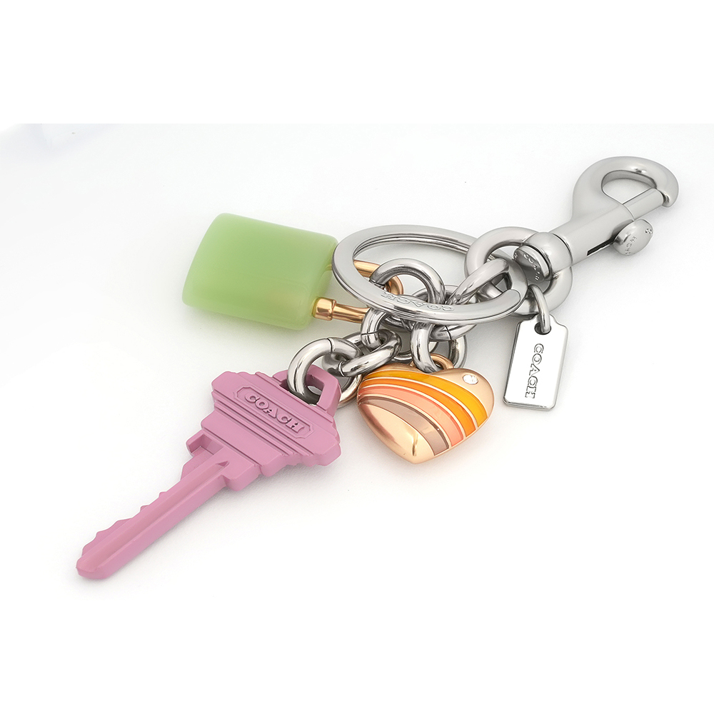 【COACH】鎖匙與愛心墜飾吊飾/鑰匙圈(粉紫色/綠色/金色) CP891 SVPMC