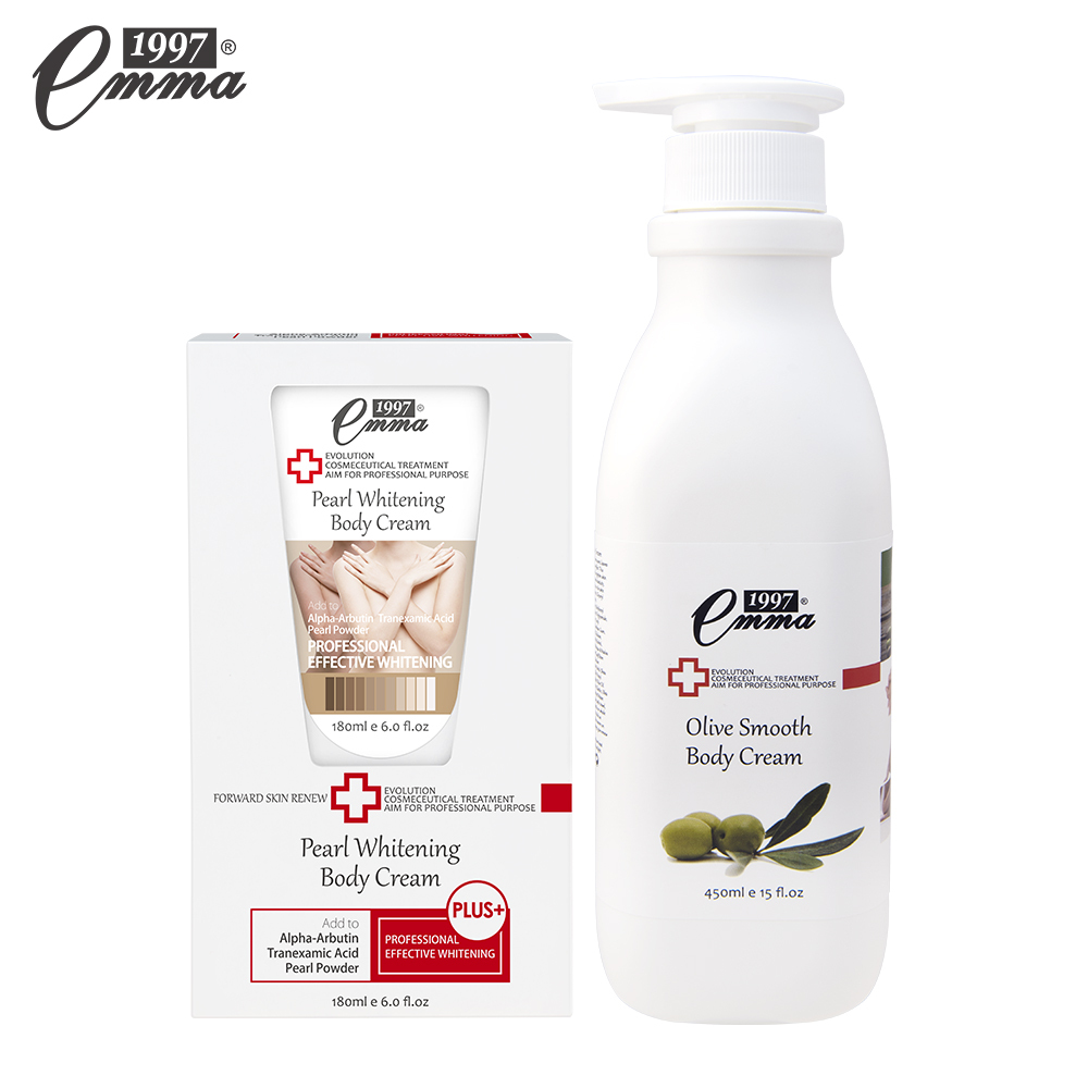 Emma1997 美白身體勻嫩霜 180ml +橄欖柔嫩身體乳液 450ml  白雪約會霜 嫩白乳液 王思佳 女人我最大 美麗說達人