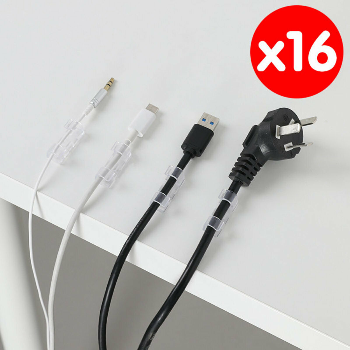 16 popular items Large transparent adhesive wire clip Charging cable management holder Adhesive wire fixing clip Network cable organization and storage clip