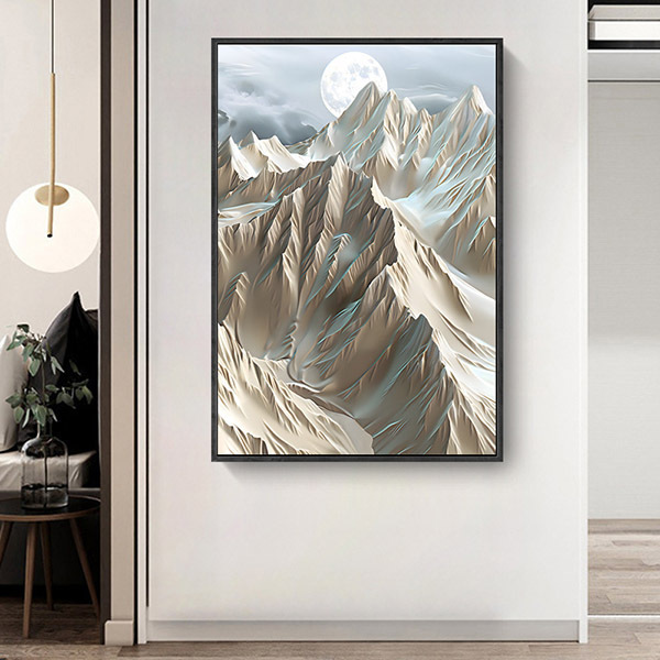 晝夜山輝交映無框掛畫