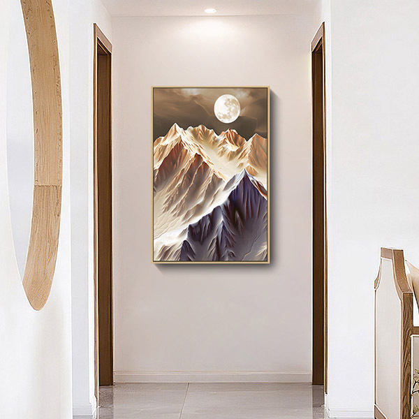 晝夜山輝交映無框掛畫
