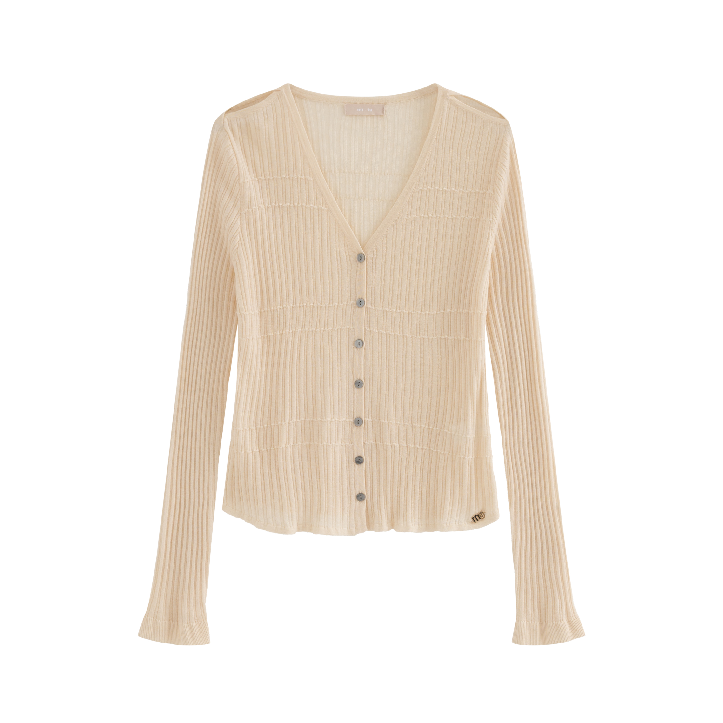mi-tu 羅紋針織V領上衣