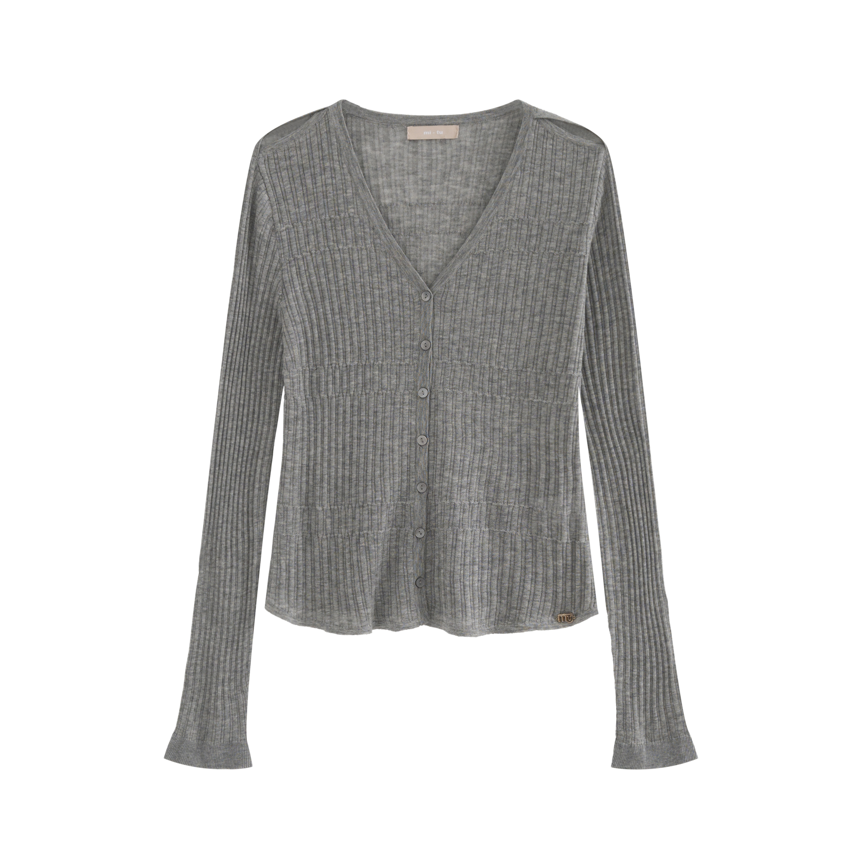 mi-tu 羅紋針織V領上衣