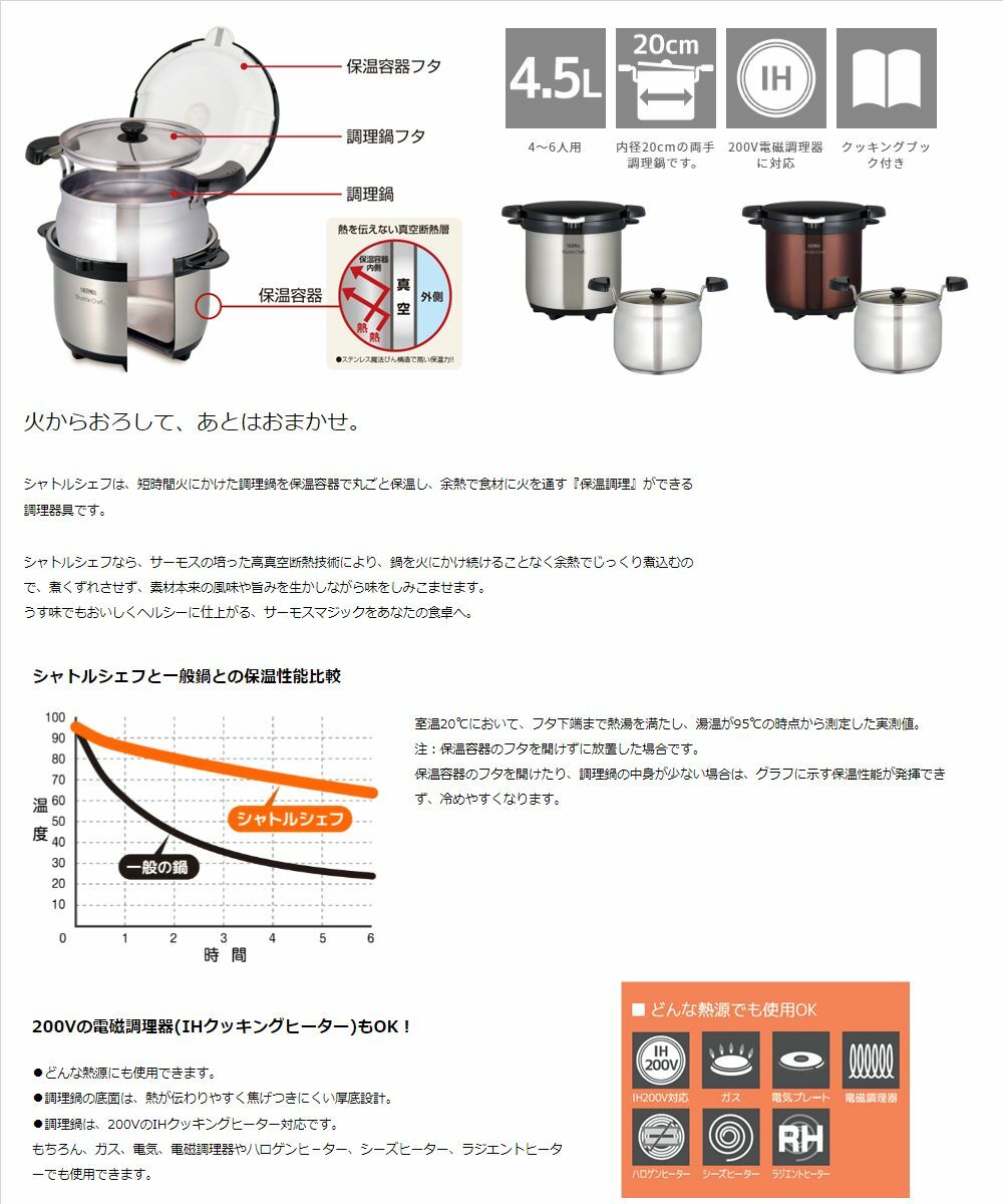 日本版 Thermos Shuttle Chef 真空煲 / 真空燜燒鍋 4.5L (KBG-4500)