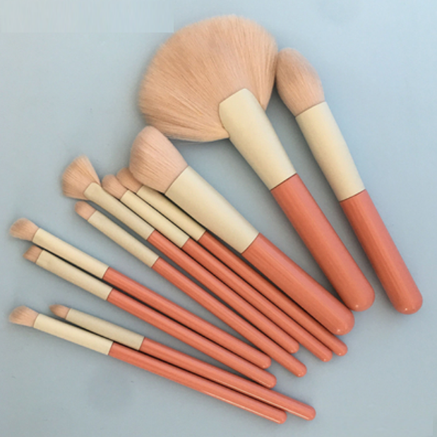 Hot style [12 pieces] makeup brushes with artificial fiber hair (color: orange)