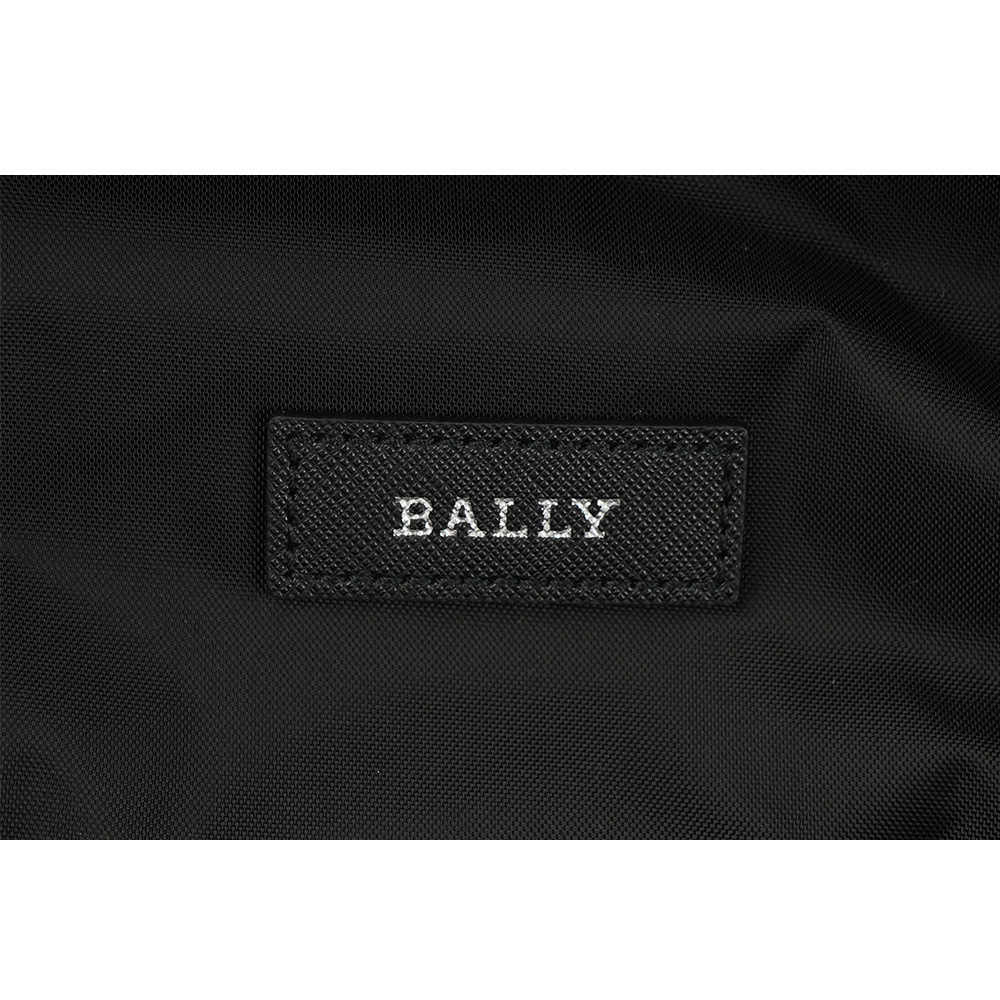 【BALLY】Nygel 浮雕橡膠標誌尼龍及防刮皮革拉鍊後背包(黑色) 6301133