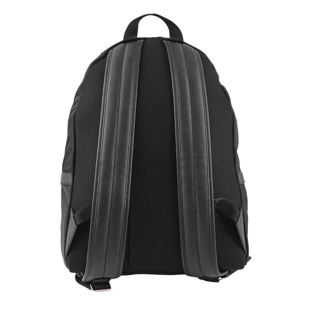 【BALLY】Nygel 浮雕橡膠標誌尼龍及防刮皮革拉鍊後背包(黑色) 6301133