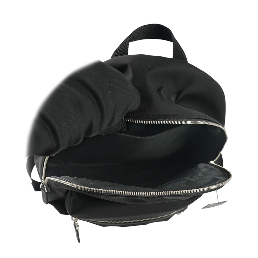 【BALLY】Nygel 浮雕橡膠標誌尼龍及防刮皮革拉鍊後背包(黑色) 6301133