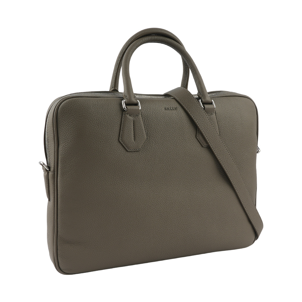 【BALLY】Staz 粒紋牛皮手提/斜背二用公事包(灰色) 6302600
