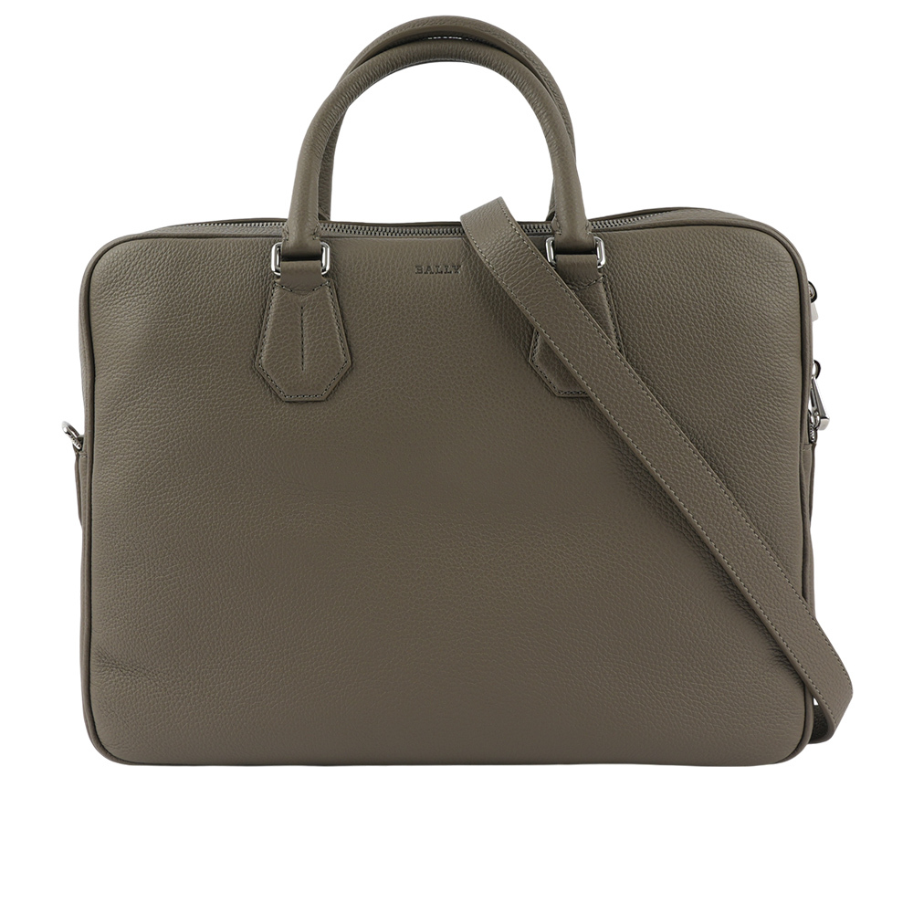 【BALLY】Staz 粒紋牛皮手提/斜背二用公事包(灰色) 6302600