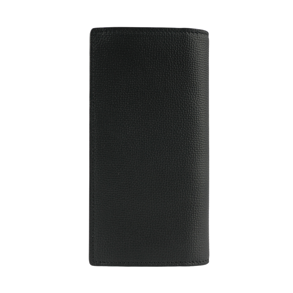 【BURBERRY】銀字粒紋牛皮內拼格紋二折長夾(黑色) 80840701