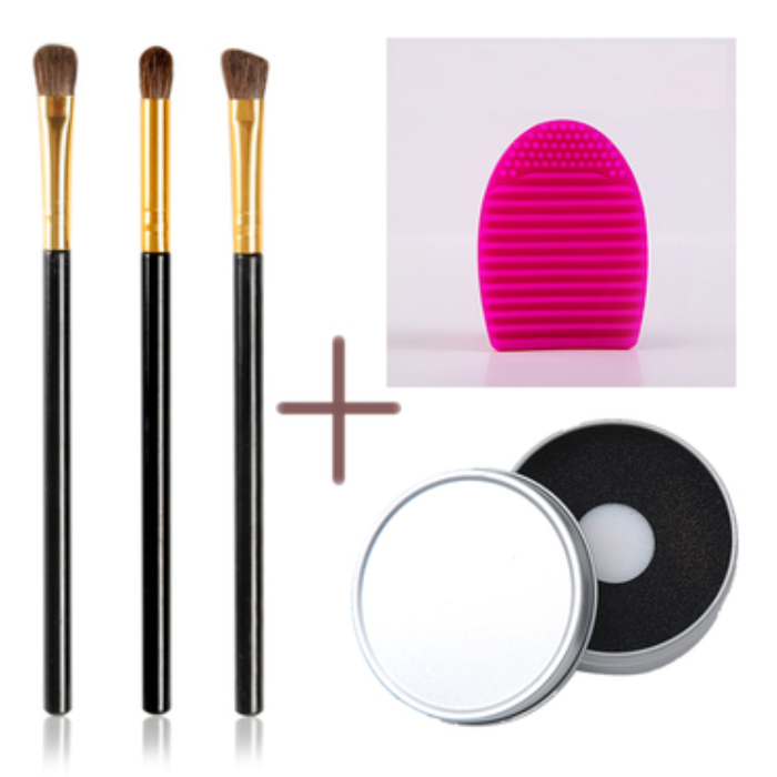 Hot style [3 pieces] eye ​​shadow brush (color: black, scrubber, dry cleaning box) [please contact customer service to confirm the delivery color after placing the order]