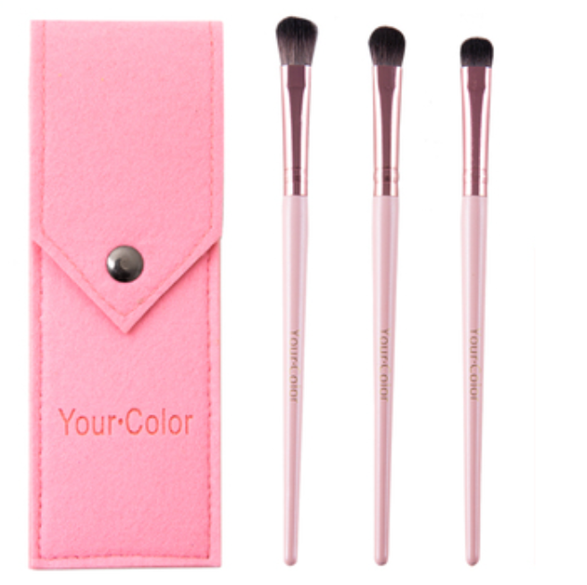Popular style [3 pieces] eye ​​shadow brush with fiber hair (color: pink) [please contact customer service to confirm the delivery color after placing the order]