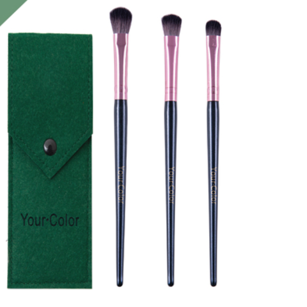 Hot style [3 pieces] eye ​​shadow brush with fiber hair (color: green) [please contact customer service to confirm the delivery color after placing the order]