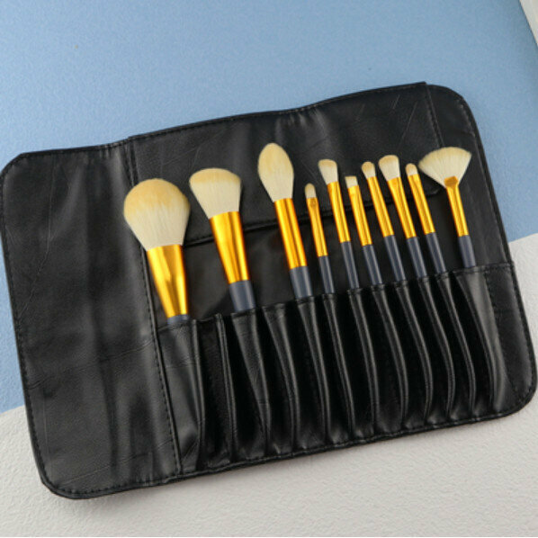 Hot style (10 pieces) makeup brush set (10 pieces navy blue + black bag)
