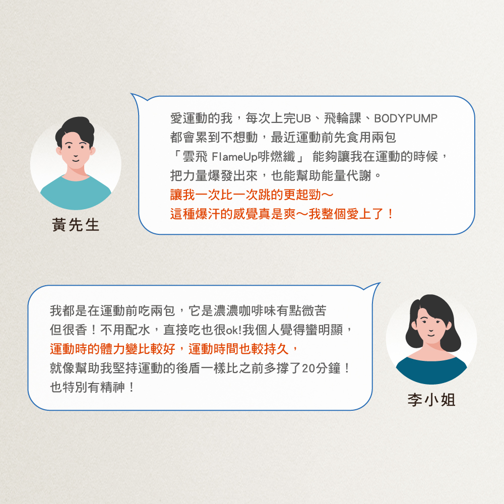 雲飛選擇啡燃纖運動益生菌-網友使用心得,運動時的體力變比較好