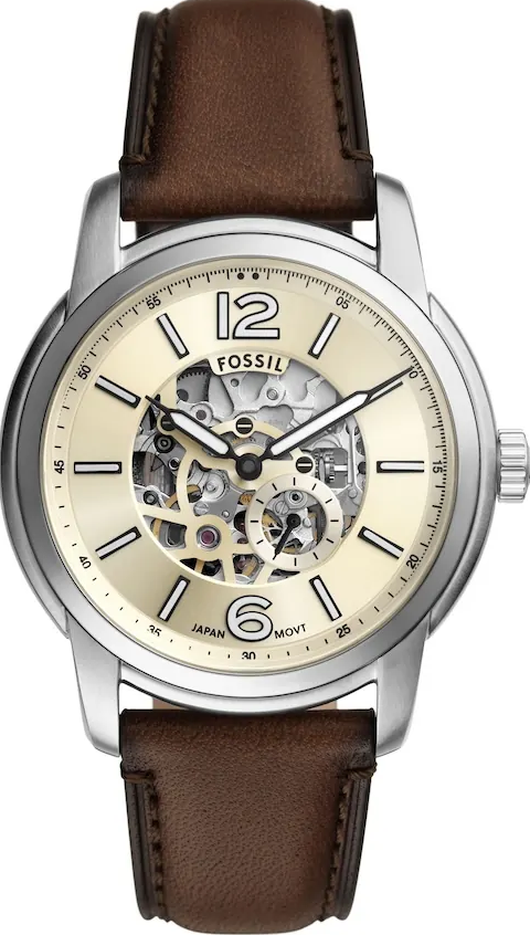 萬年鐘錶 - Fossil     休閒時尚皮革款機械自動男錶 ME3264  錶徑43MM