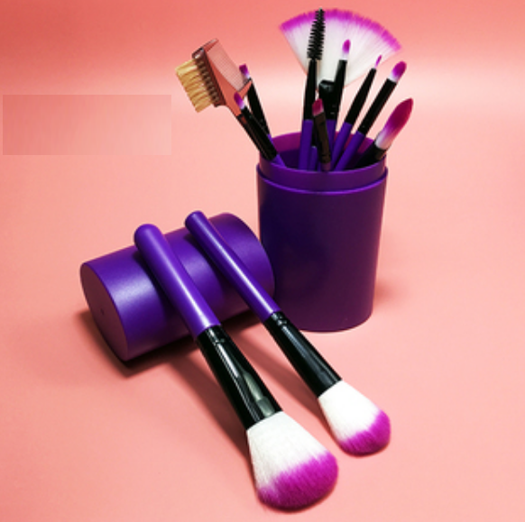 Hot style [12 pieces] makeup brush set (color: purple storage bucket)