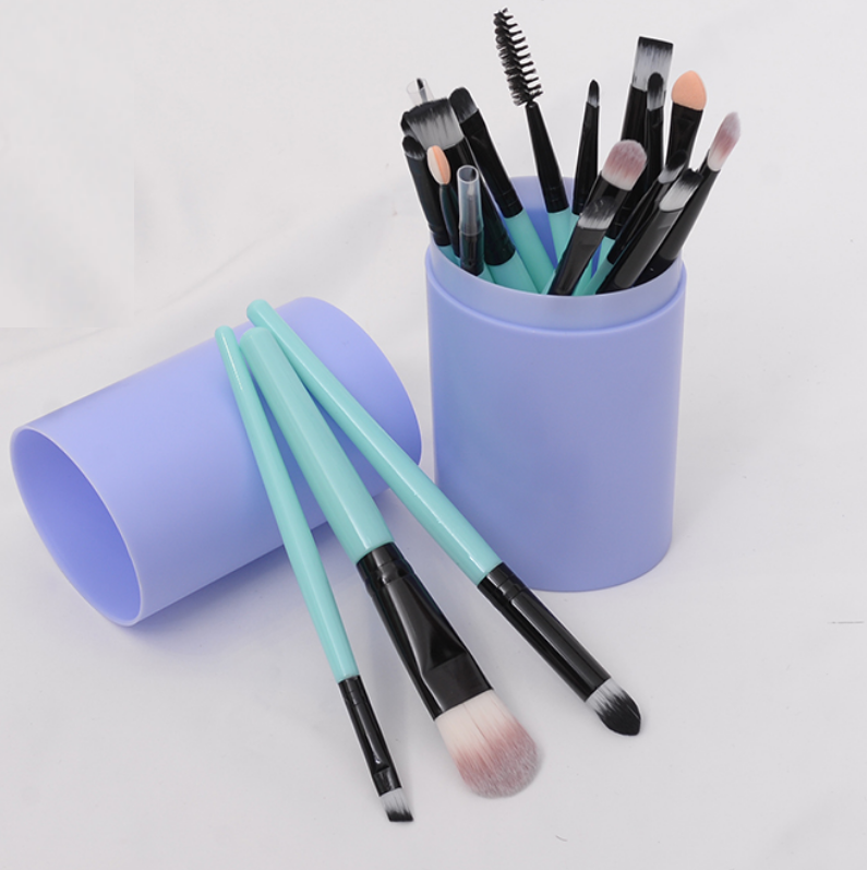 Hot style [20 pieces] makeup brush set (color: cyan storage bucket)
