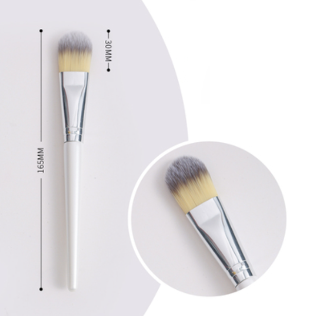 Popular style [1 piece] Colorful tongue-shaped foundation brush with wooden handle (color: silver tube)