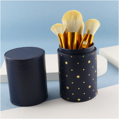 Hot style [14 pieces] makeup brush set (navy blue with blue bucket)