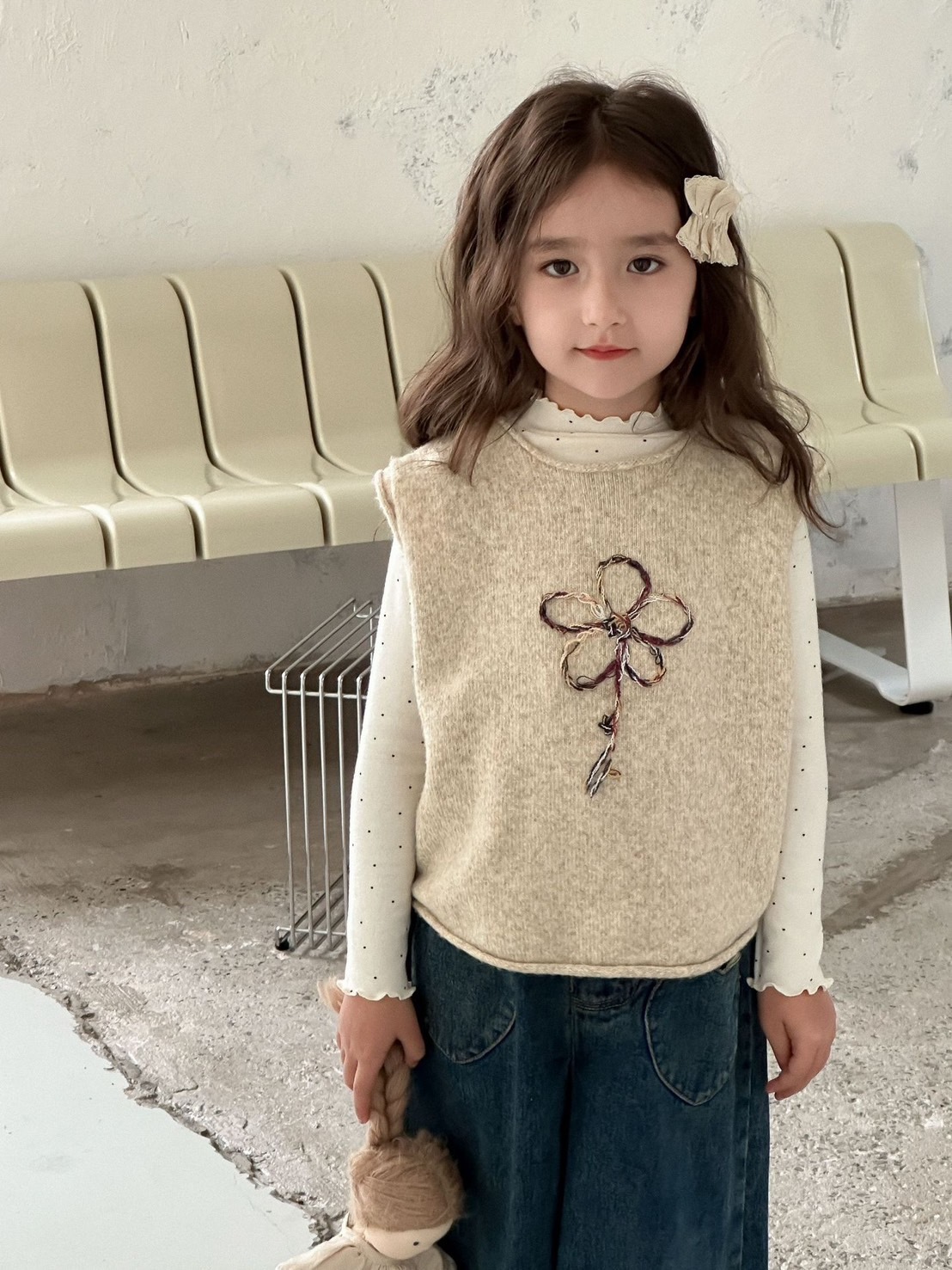 手工刺繡花朵背心