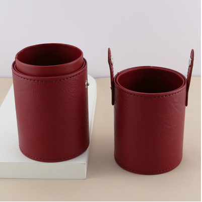 Popular makeup brush storage bucket with lid (red brush bucket)