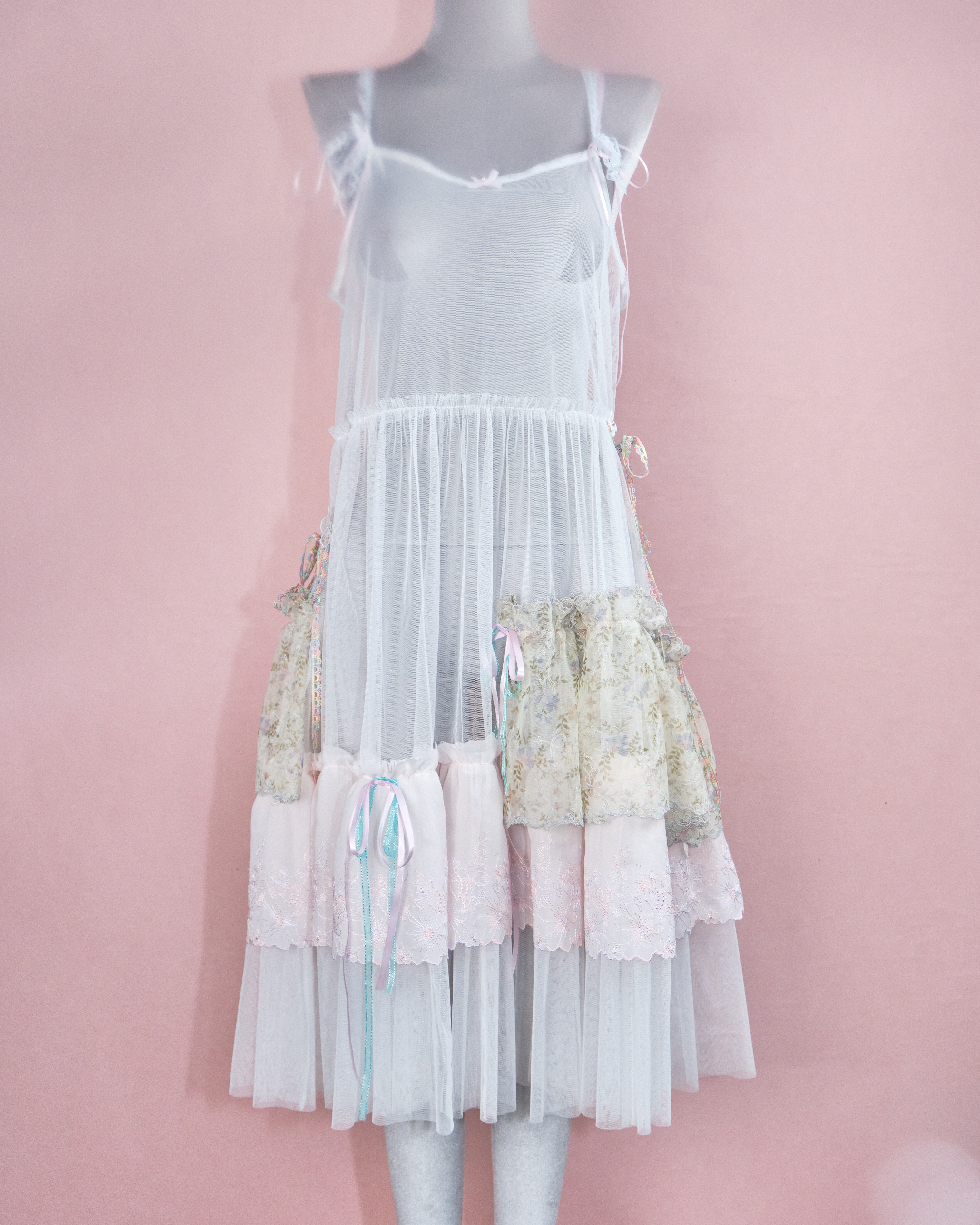11212 The Tale About Garden Girl~Laced Tiered Mesh Dress