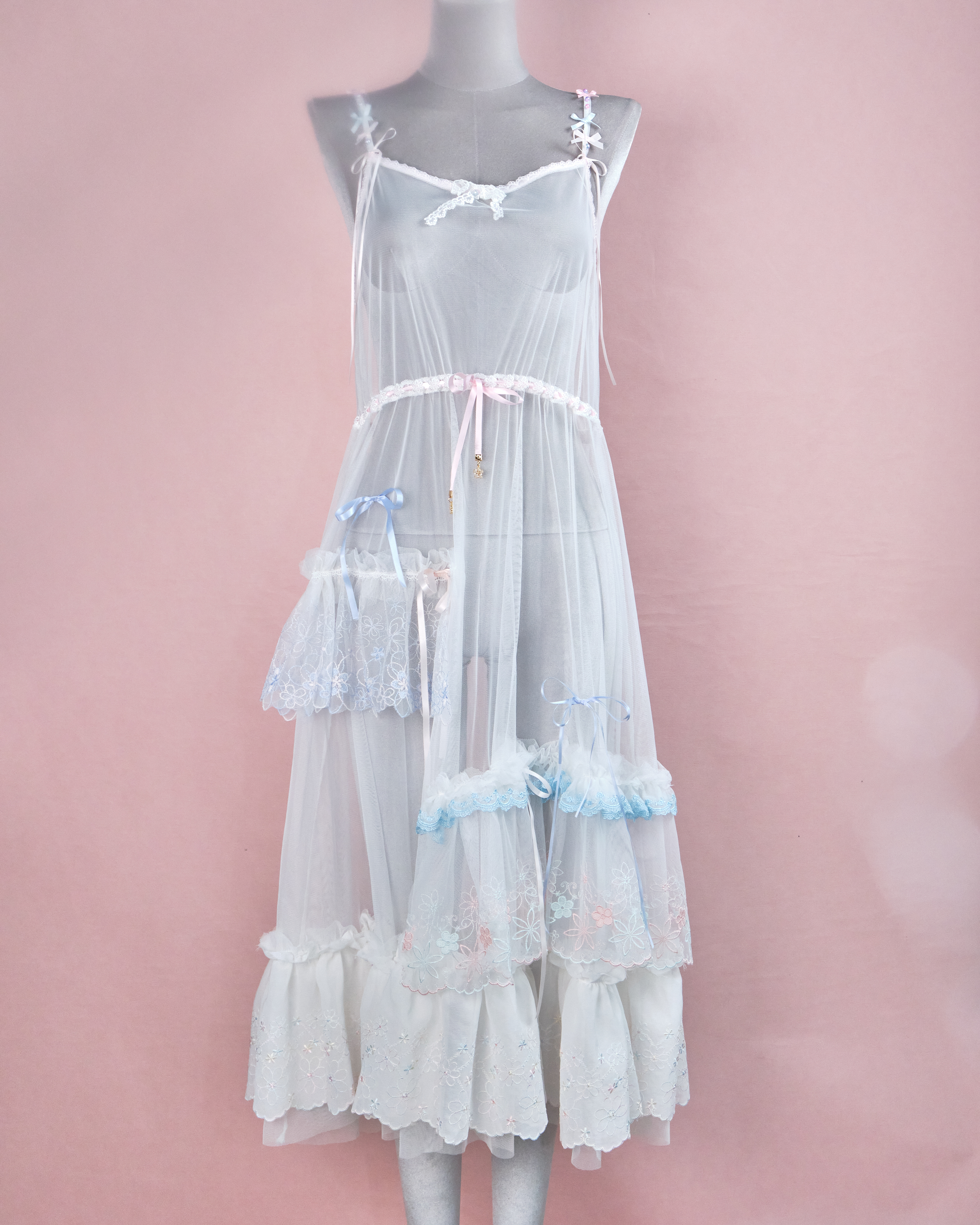 11214 The Tale About Garden Girl~White Glaze Laced Mesh Dress