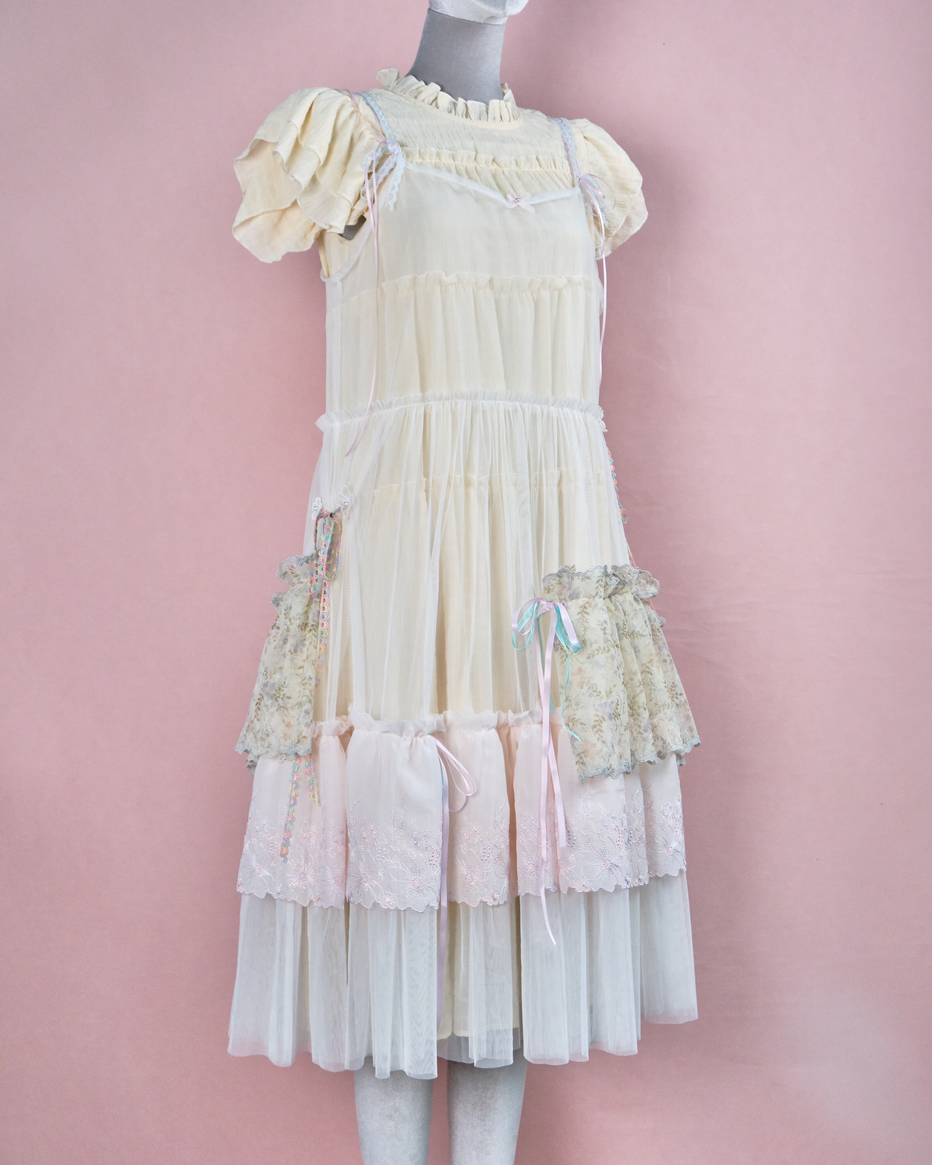11212 The Tale About Garden Girl~Laced Tiered Mesh Dress
