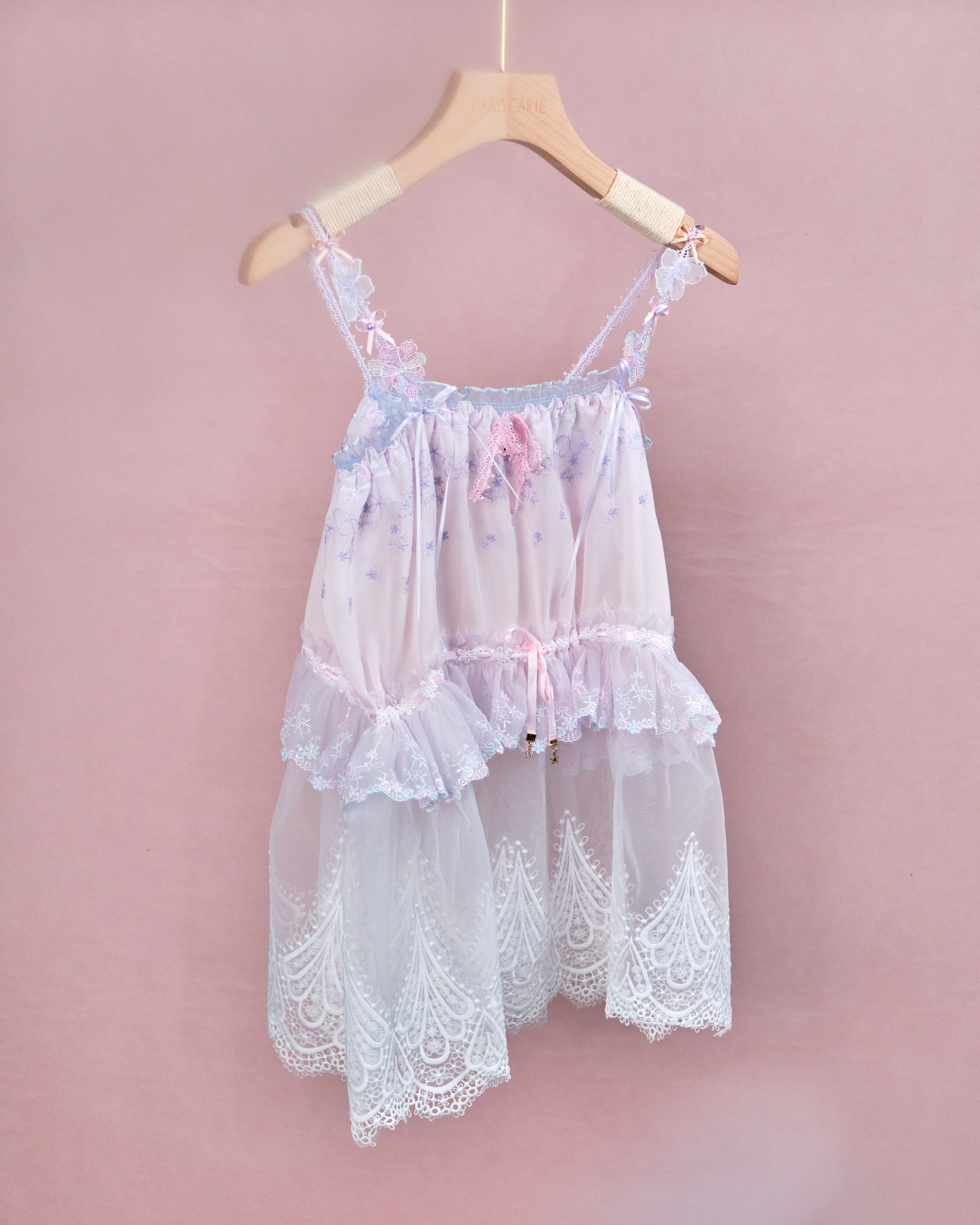 11220 The Tale About Fancy Girl~Pastel Purple Laced Middle Long Top