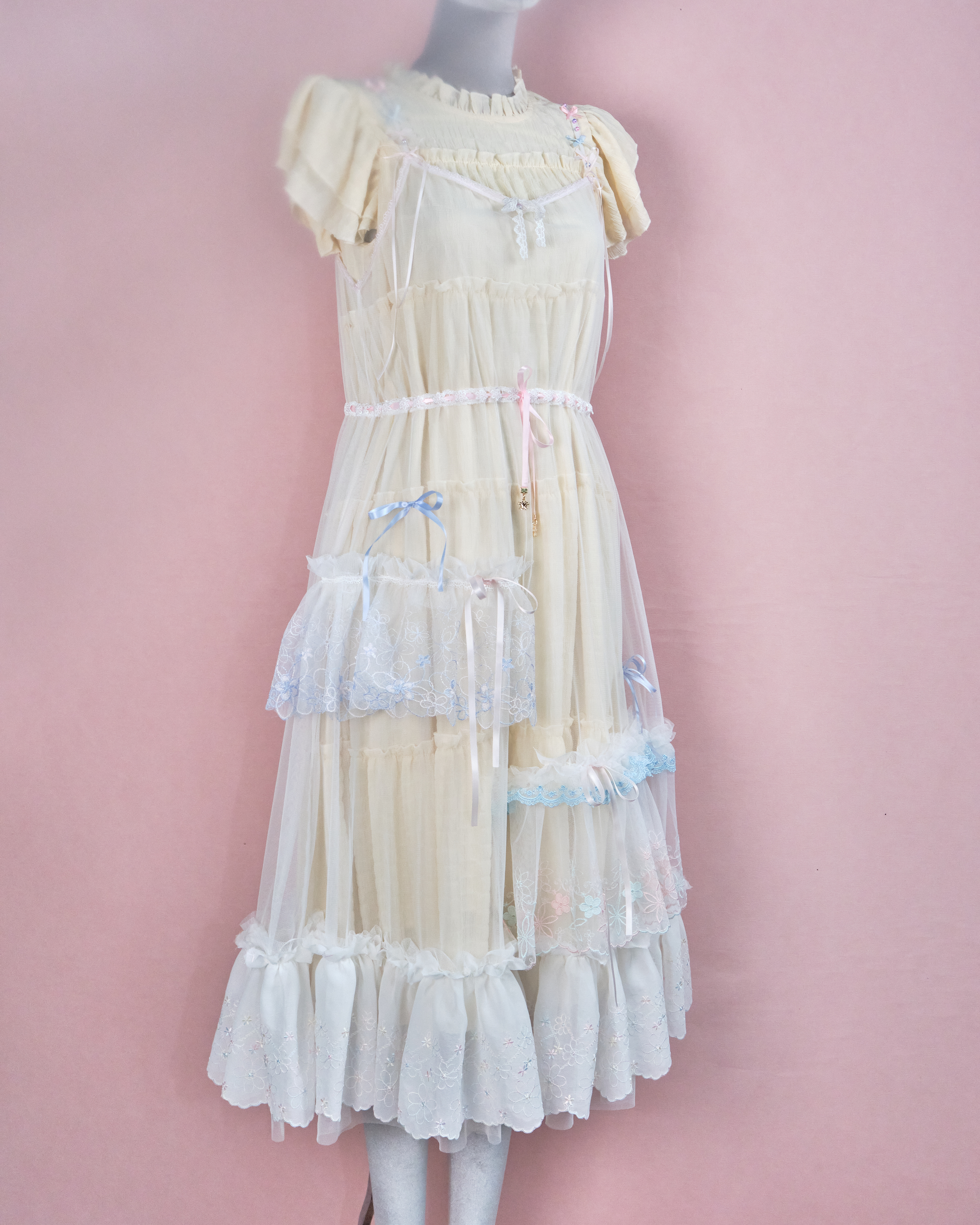 11214 The Tale About Garden Girl~White Glaze Laced Mesh Dress