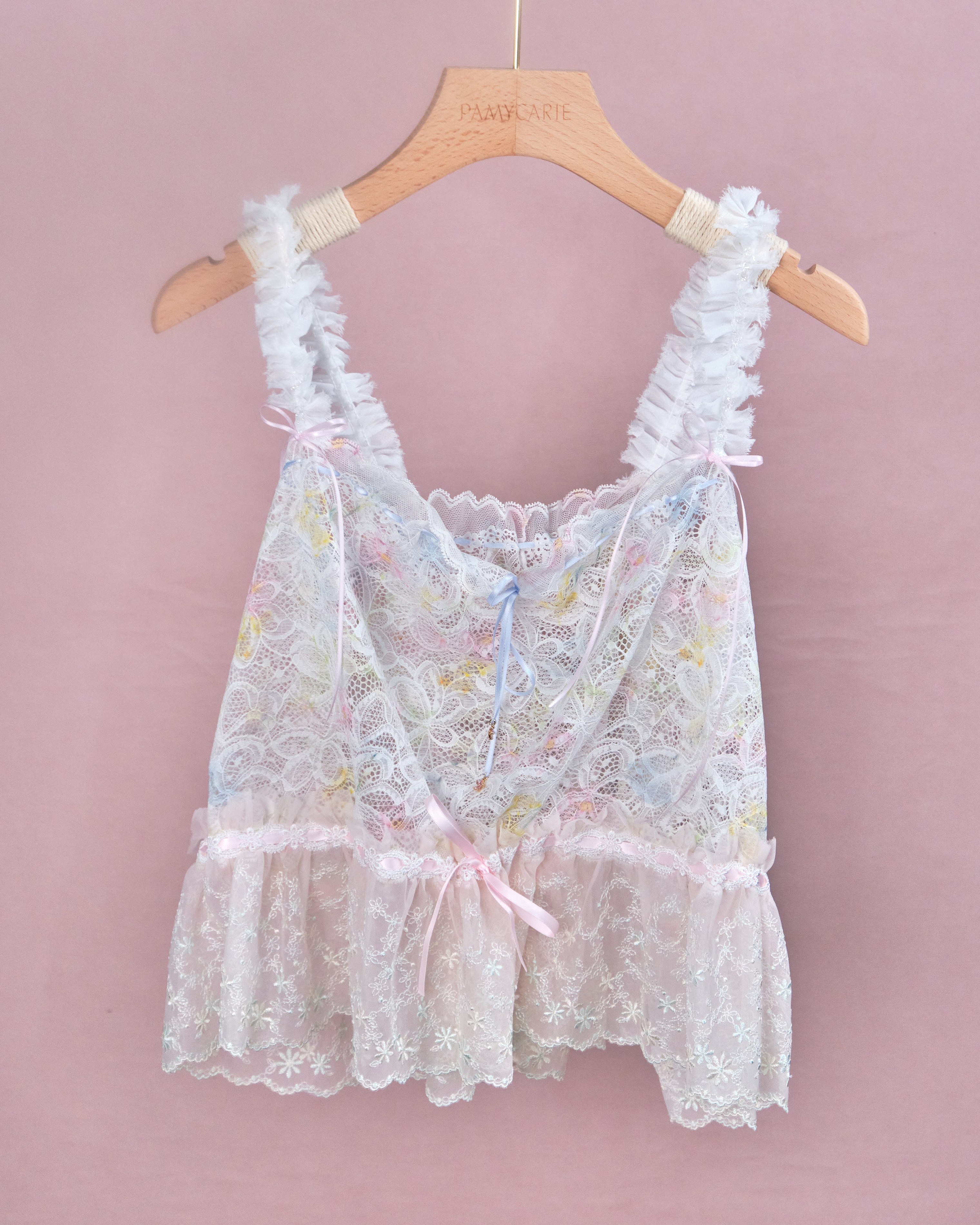 11223 The Tale About Fancy Girl~Dreamy Floral Pattern Laced Top