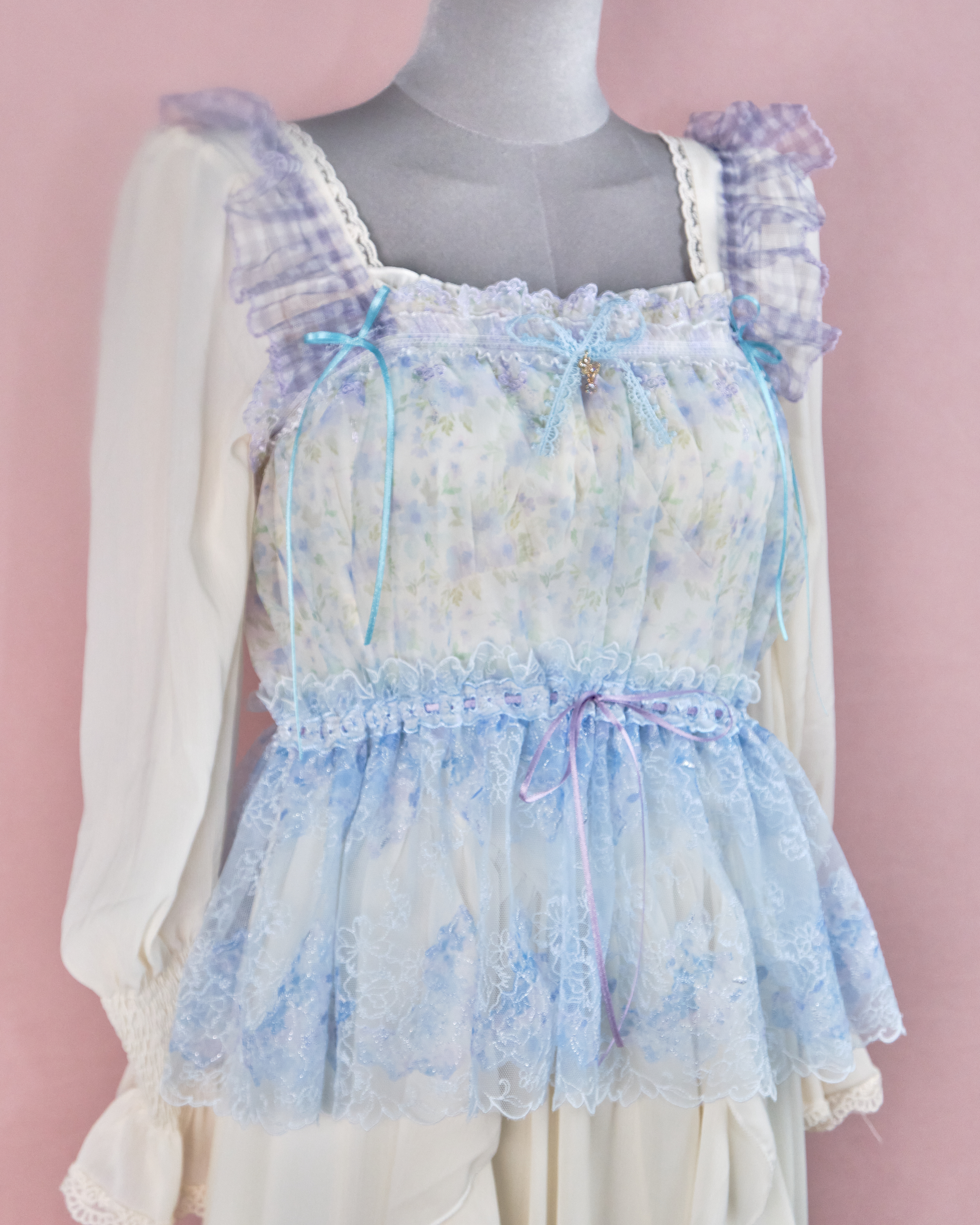11226 The Tale About Wisteria Flower Girl~Ruffle Shoulder Strap Laced Top