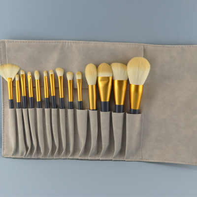 New style [14 pieces] makeup brush set (navy blue plus gray bag) [please contact customer service to confirm the delivery color after placing the order]