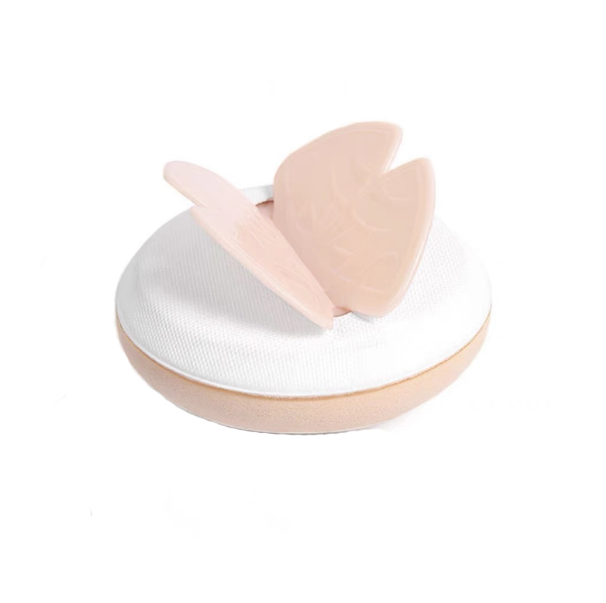 New style [1 box of 2] Butterfly Powder Puff for wet and dry use (1 each for skin color + pink)