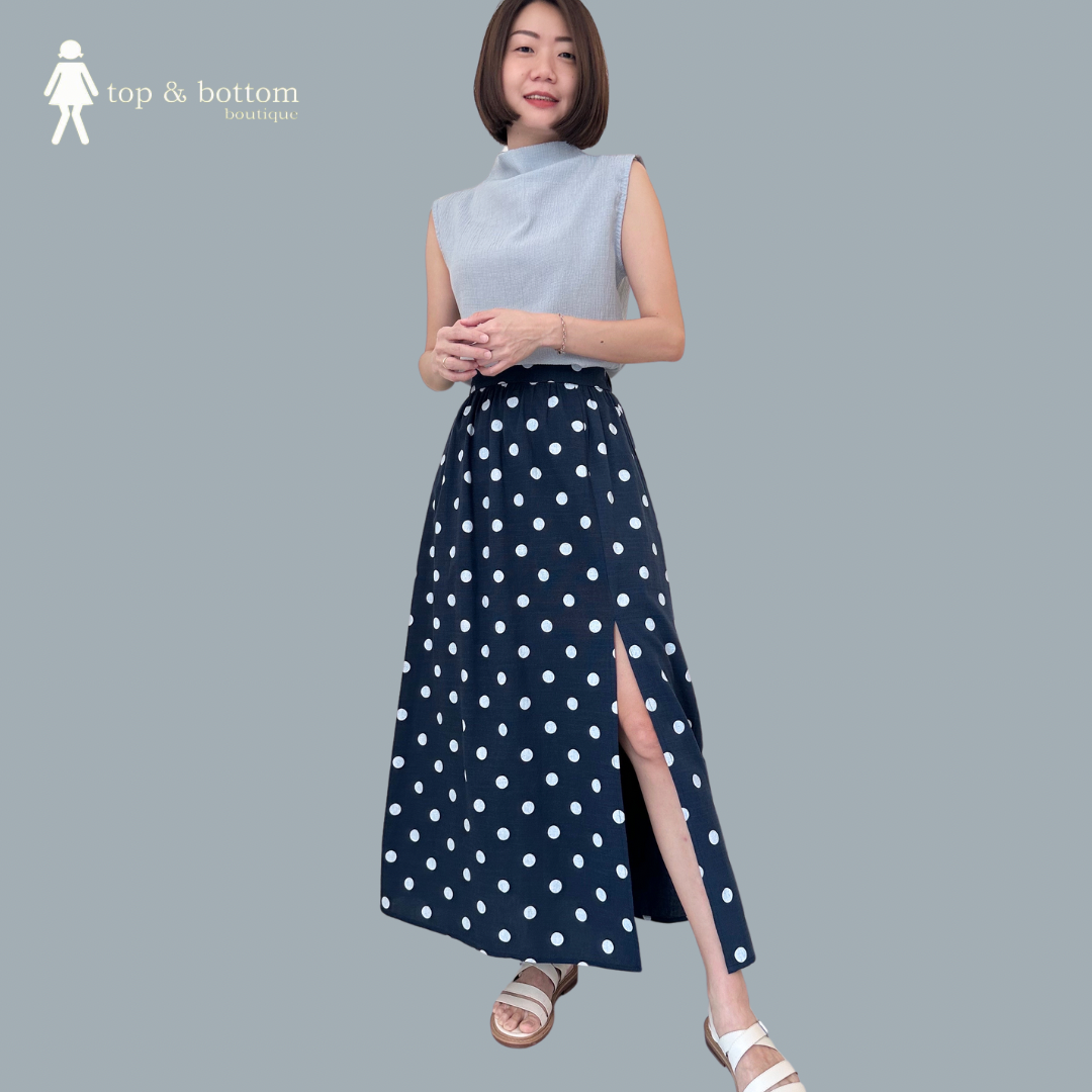 HIGH WAISTED POLKA DOT LONG SKIRT