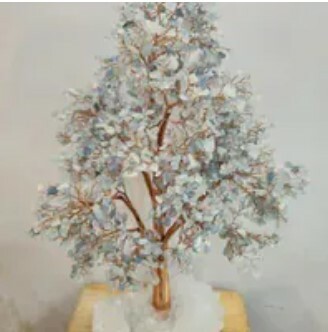 [S] GEMZ & CO HLCT XL WHITE DRUSE CRYSTAL TREE, AQUAMARINE, W84 (W84)