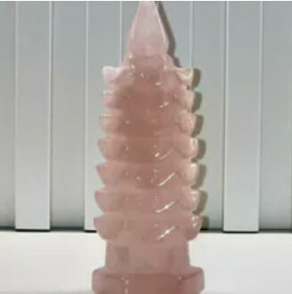 [S] GEMZ & CO QLHA MEDIUM PAGODA TOWER DISPLAY, ROSE QUARTZ, V81 (V81)