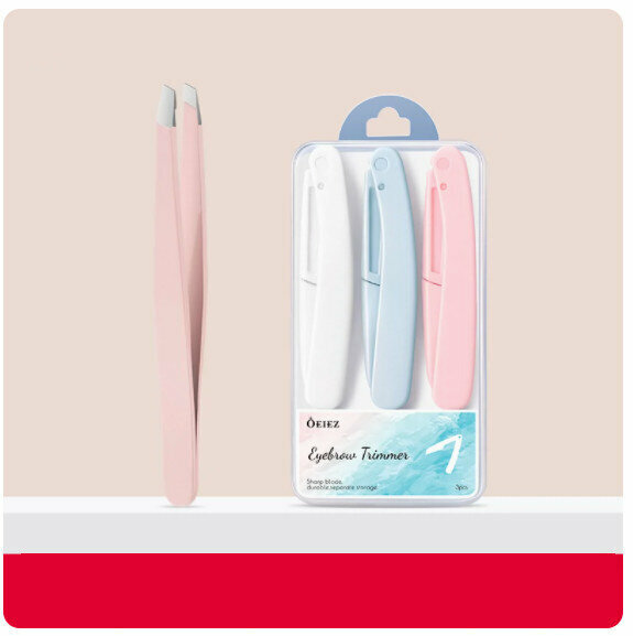 New eyebrow trimmer eyebrow pliers set [pink flat clip + three-color eyebrow razor + mirror]