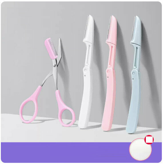 New eyebrow trimmer and eyebrow pliers set [Barbie Pink Eyebrow Scissors + 3 Eyebrow Scissors]