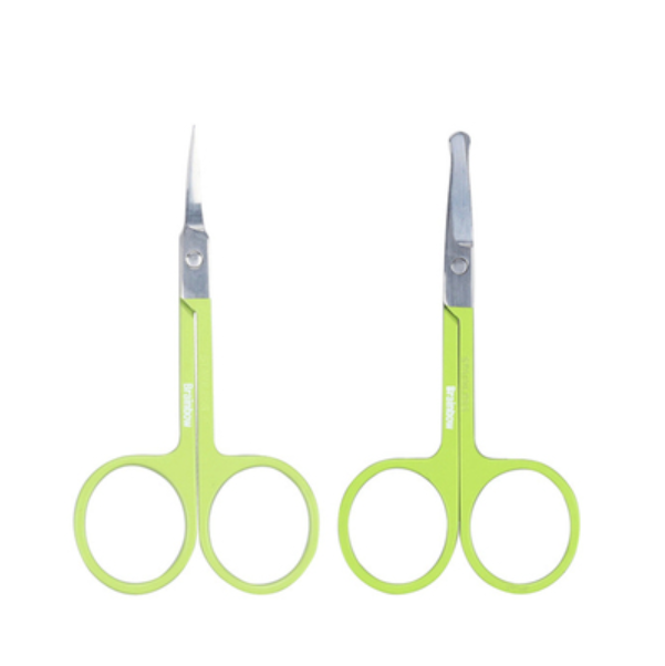 New stainless steel eyebrow scissors (specifications: green tip + round tip scissors)