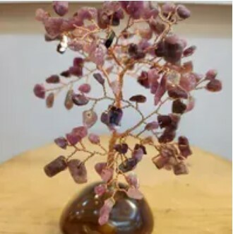 [S] GEMZ & CO HLCT MINI ROUND AGATE (MA NAO) TREE, PINK TOURMALINE, W93 (W93)