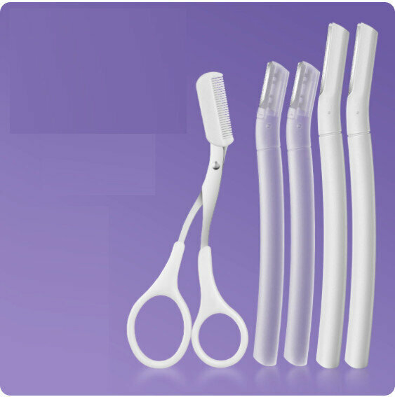 New eyebrow trimmer set [long knife*2+short knife*2+eyebrow scissors]