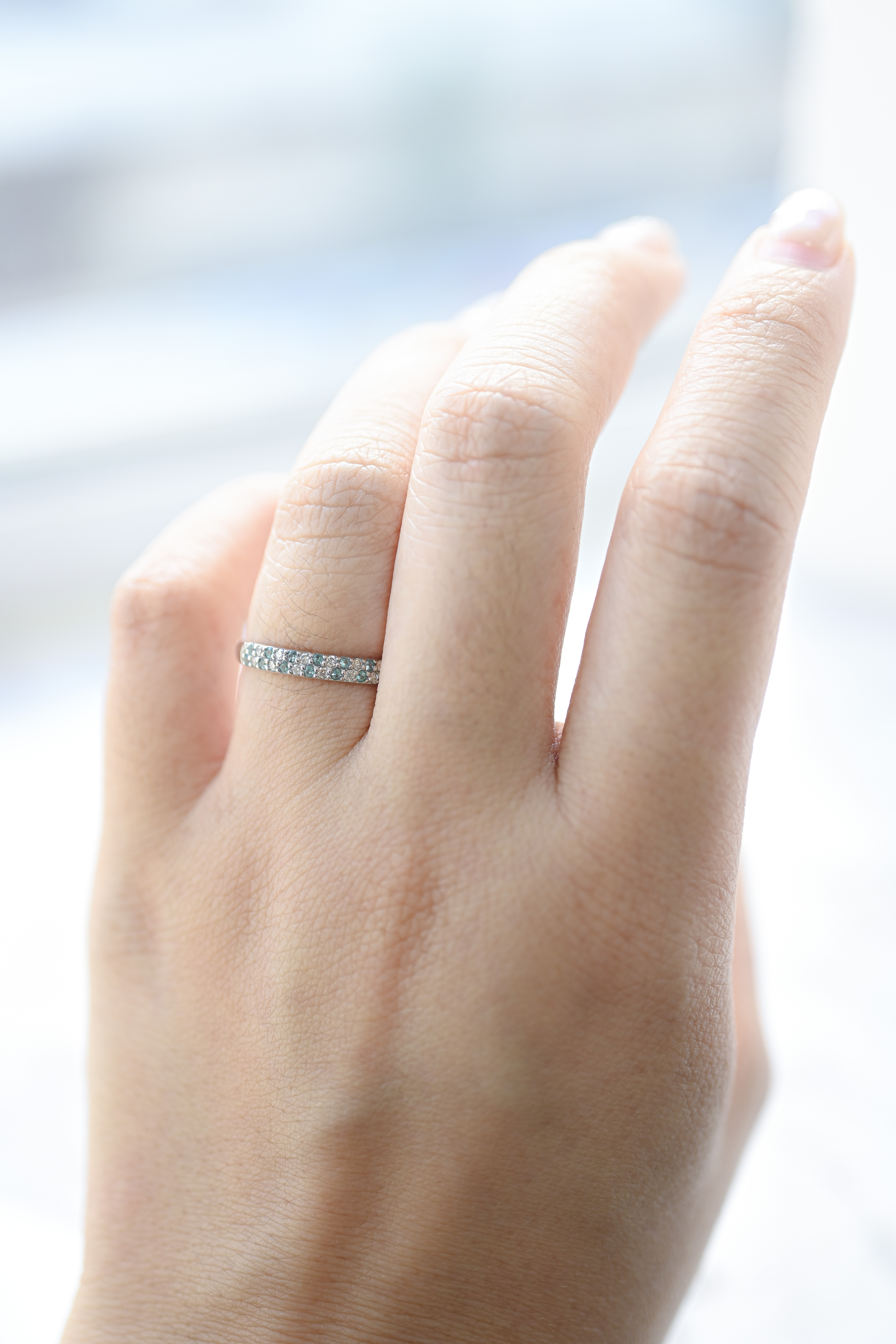 PT950  0.09ct Paraiba &  Diamond Ring