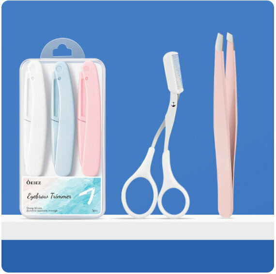 New eyebrow trimmer set [3 eyebrow trimming knives + eyebrow scissors + eyebrow clips]